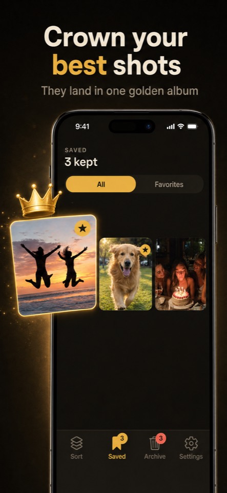 Screenshot: Crown your best shots — the Saved album with starred favorite photos